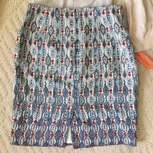 LOFT Petite mosaic pencil skirt NWOT